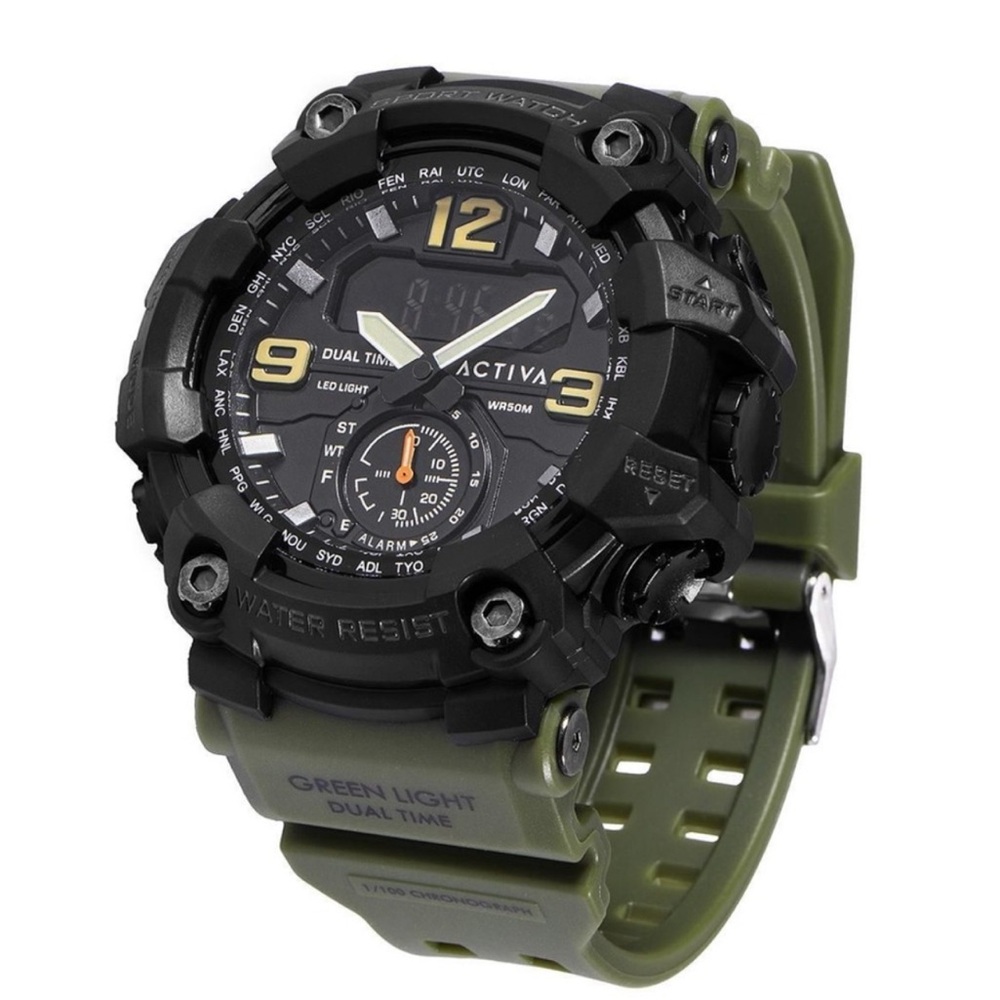 Invicta Green and Black Dual-Time Sport Watch